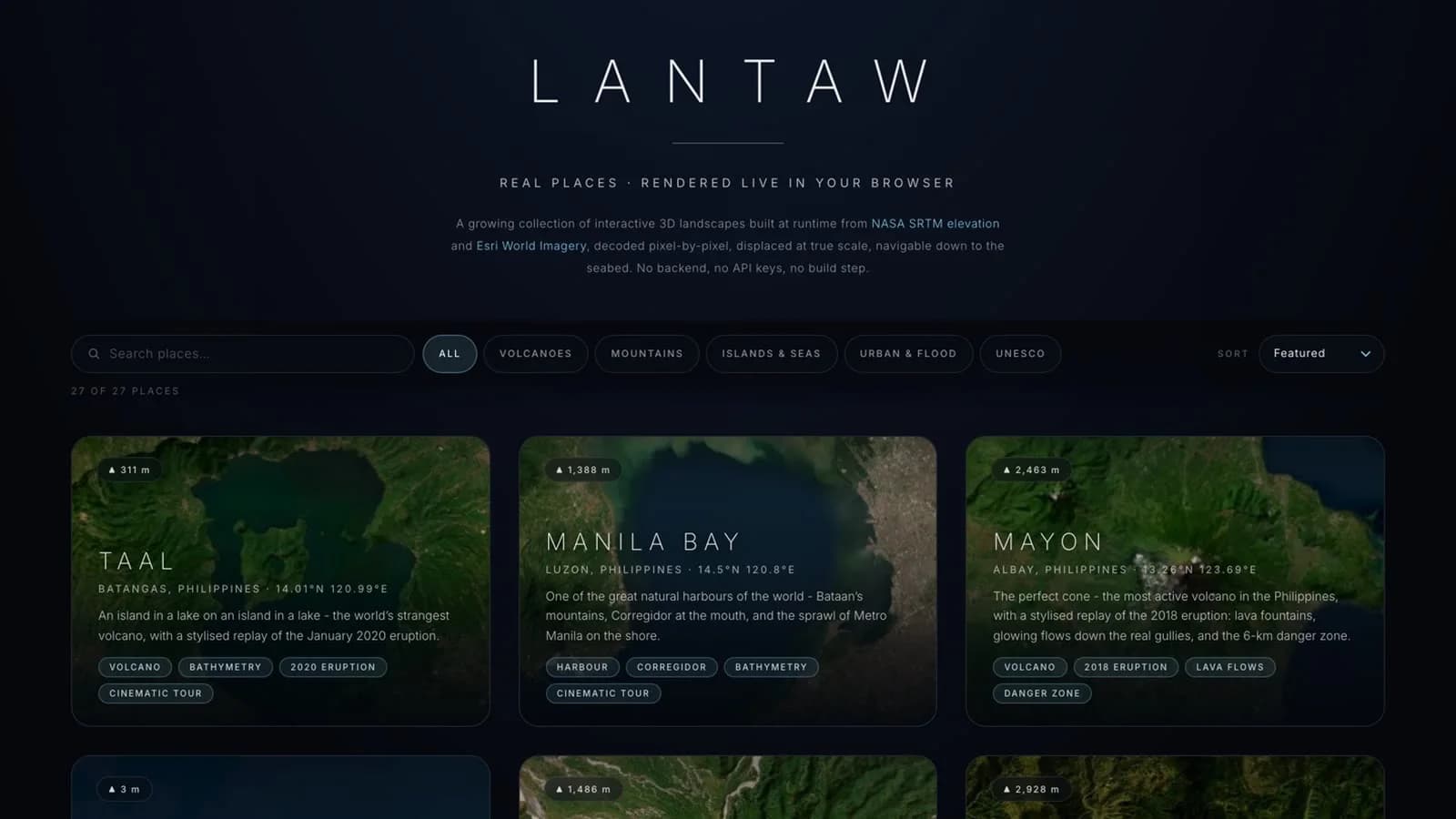 LANTAW — Philippine landscapes rendered live in the browser from NASA data.