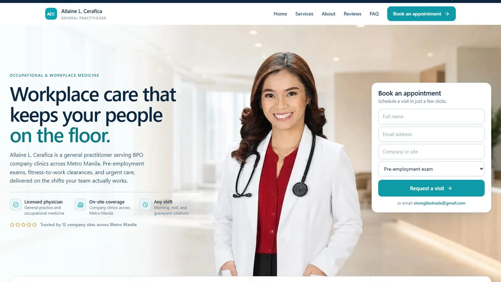 Allaine L. Cerafica, MD — A practice site for a physician covering BPO clinics across Metro Manila.